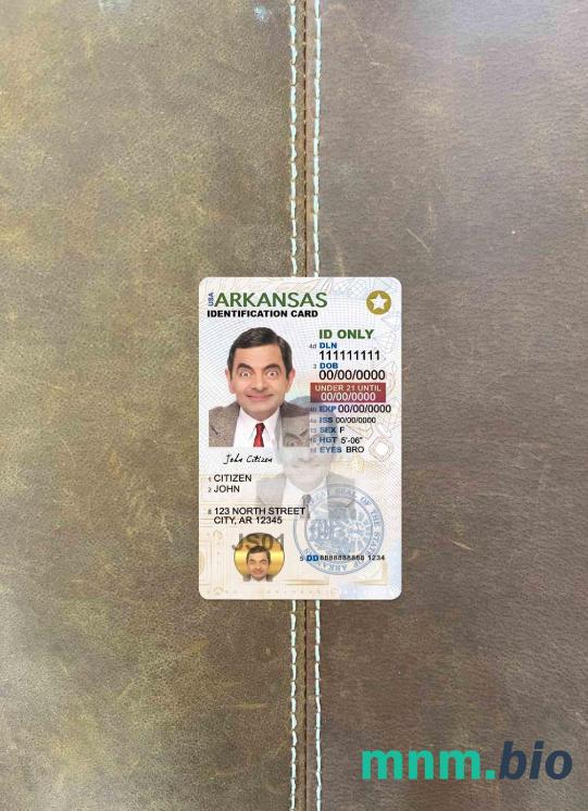 USA Arkansas karta ID poniżej 21 lat fotowygląd szablon PSD